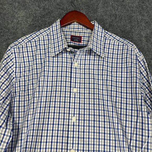 Untuckit Shirt Mens XL Blue Gray Plaid Cotton Button Up  Long Sleeve - Picture 5 of 9